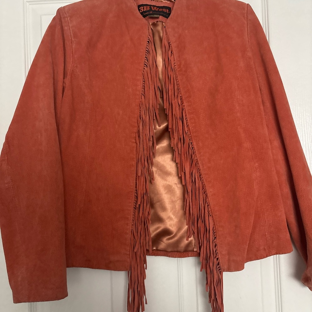 Vintage 3B West Light Orange Blazer with Fringe Details